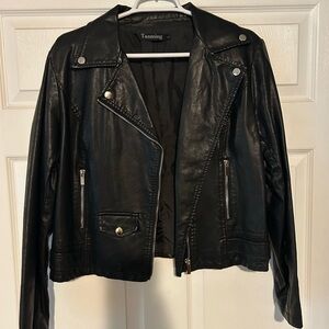 Black Faux Leather Jacket - Women's